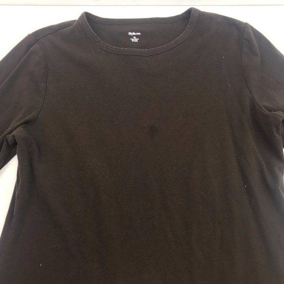 Style & Co Womens Long Sleeve Solid Brown Shirt XL - Picture 2 of 6